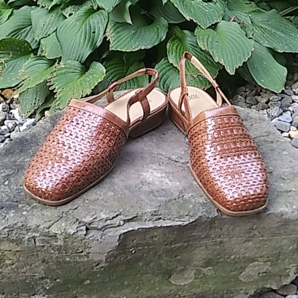 Glacee "Fritzy" Braided Leather Slingback Sandal - Picture 2 of 12